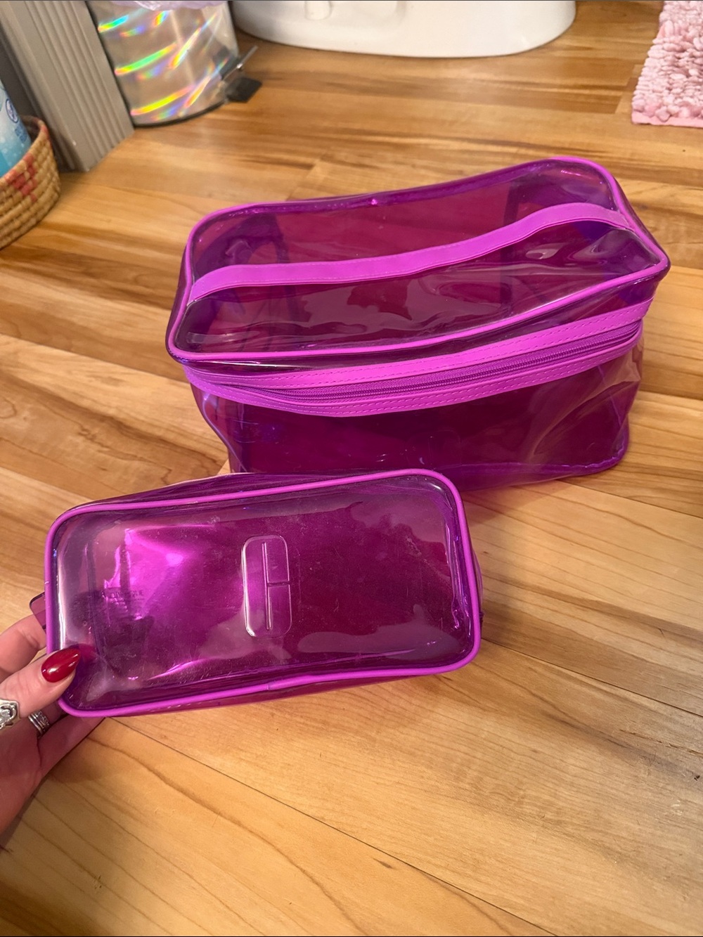 VINTAGE 2000’s Clinique PURPLE jelly Cosmetic Bag Set